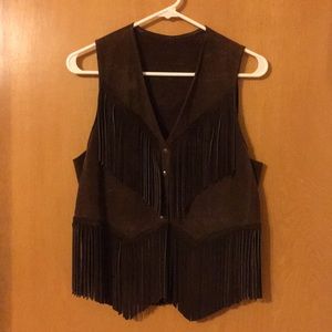 Boho hippie suede fringe vest